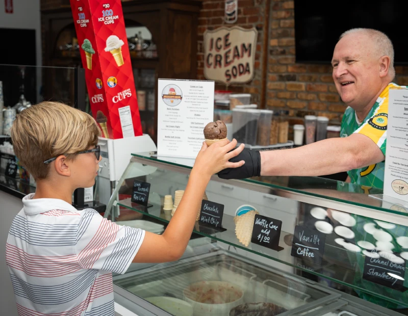 Serving ice cream at Mississippi Moon